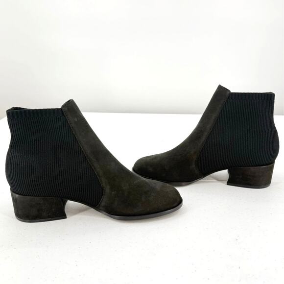 NEW Eileen Fisher Women's Black/Smoke Aesop Knit Bootie Boots Shoes Size 6 - Picture 1 of 7